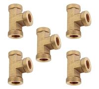 LTWFITTING Brass BSP Pipe Fitting 1/8-Inch Female BSPP Thread Tee Fuel Air (Pack of 5)