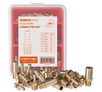 LTWFITTING Brass Hose Barb Connector Set Tube OD (3mm,5mm,6mm,8mm,10mm,12mm,16mm) x 1/4-Inch BSPT Male Thread Pipe Adapter for Fuel Air Gas Water Oil (Pack of 35)