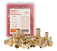 LTWFITTING Brass Hose Barb Connector Set Tube OD (6mm,8mm,10mm,12mm,19mm) x 3/8-Inch BSPT Male Thread Pipe Adapter for Fuel Air Gas Water Oil (Pack of 25)