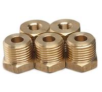 LTWFITTING Brass Pipe 1/2-Inch Male BSPT x 1/4-Inch Female BSPP Hex Bushing Reducer Fittings Fit for Steampunk Sconce, Water Temp Sensor (Pack of 5)