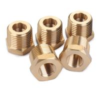 LTWFITTING Brass Pipe 1/2-Inch Male BSPT x 1/4-Inch Female BSPP Hex Bushing Reducer Fittings Fit for Steampunk Sconce, Water Temp Sensor (Pack of 5)