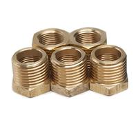 LTWFITTING Brass Pipe 1/2-Inch Male BSPT x 3/8-Inch Female BSPP Hex Bushing Reducer Fittings Fit for Steampunk Sconce, Water Temp Sensor (Pack of 5)