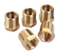 LTWFITTING Brass Pipe 3/8-Inch Male BSPT x 1/4-Inch Female BSPP Hex Bushing Reducer Fittings Fit for Compressor Air Line (Pack of 5)