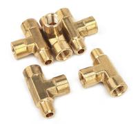 LTWFITTING Brass Pipe Fitting 1/8-Inch Male x 1/8-Inch Female x 1/8-Inch Female NPT Pipe Tee Water Fuel Boat (Pack of 5)