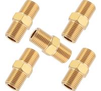 LTWFITTING Brass Pipe Hex Nipple Fitting 1/8-Inch Male BSPT Air Fuel Water (Pack of 5)