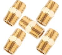 LTWFITTING Brass Pipe Hex Nipple Fitting 3/8-Inch Male BSPT Air Fuel Water (Pack of 5)