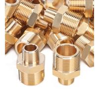 LTWFITTING Brass Pipe Hex Reducing Nipple Fitting 3/4" BSPP x 3/8" NPT(Pack of 100)