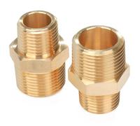 LTWFITTING Brass Pipe Hex Reducing Nipple Fitting 3/4-Inch x 1/2-Inch Male BSPT (Pack of 2)