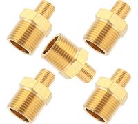 LTWFITTING Brass Pipe Hex Reducing Nipple Fitting 3/8-Inch x 1/8-Inch Male BSPT (Pack of 5)