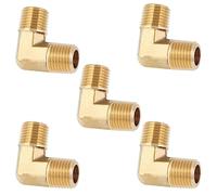 LTWFITTING Brass Pipe Male 90 Deg Elbow Fitting 1/4-Inch BSPT Water Fuel (Pack of 5)