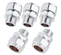 LTWFITTING Chrome Plated Brass 15mm OD x 3/8-Inch Male BSPT Compression Connector Fitting(Pack of 5)