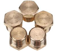 LTWFITTING Lead Free Brass Pipe Hex Head Solid Plug Fittings 1/2-Inch Male NPT (Pack of 5)