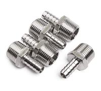 LTWFITTING Stainless Steel 316 1/2-Inch Male BSPT x 10mm Hose Barbed Fitting Connector for Vehicle Fuel System, Coolant Antifreeze System (Pack of 5)