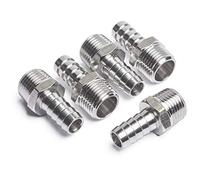 LTWFITTING Stainless Steel 316 1/2-Inch Male BSPT x 12mm Hose Barb Coupler Adapter Fitting for Vehicle Fuel System, Coolant Antifreeze System (Pack of 5)