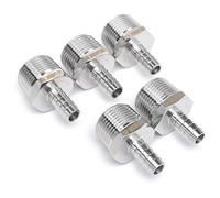 LTWFITTING Stainless Steel 316 3/4-Inch Male BSPT x 10mm Hose Barb Coupler Adapter Fitting for Vehicle Fuel System, Coolant Antifreeze System (Pack of 5)