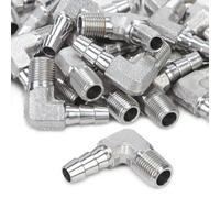 LTWFITTING Stainless Steel 316 90 Degree Elbow Barb Fitting 1/4-Inch(6mm) Hose ID x 1/8-Inch Male BSPT (Pack of 400)