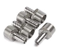 LTWFITTING Stainless Steel 316 Barbed Fitting Connector 3/4-Inch Male BSPT x 1/2-Inch(12mm) Hose Barb Fuel Gas (Pack of 5)