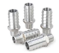LTWFITTING Stainless Steel 316 Barbed Fitting Connector 3/8-Inch Male BSPT x 3/4-Inch(19mm) Hose Barb Fuel Gas (Pack of 5)