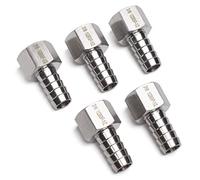 LTWFITTING Stainless Steel 316 BSP Fitting Coupler/Adapter 1/2-Inch Female BSPP x 1/2-Inch(12mm) Hose Barb Fuel Gas Air Fuel(Pack of 5)