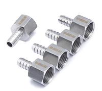 LTWFITTING Stainless Steel 316 BSP Fitting Coupler/Adapter 1/2-Inch Female BSPP x 10mm Hose Barb(Pack of 5)