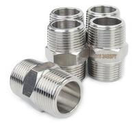 LTWFITTING Stainless Steel 316 Pipe Hex Nipple Fitting 3/4-Inch Male BSPT Air Fuel (Pack of 5)
