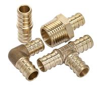 LTWFITTING Value Pack Lead Free Brass 1/2-Inch PEX Elbow, Coupling, 1/2-Inch x 1/2-Inch x 1/2-Inch PEX Tee and 1/2-Inch PEX x 1/2-Inch Male NPT Crimp Adaptor (Pack of 20)