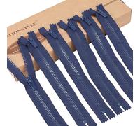 LTWHOME INOTIONSTYLE Eco-Recycled Zip 22 CM / 8 Inch #5 Navy Blue Plastic Zipper for Cosmetic Bags 6 PCS 22D101633