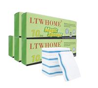 LTWHOME Magic Cleaning Dual Sided Wave Type Sponge Melamine High Temperature Compression Foam 100×60×25mm (Pack of 50)