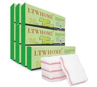 LTWHOME Magic Erasers Cleaning Dual Sided Wave Type Sponge Melamine High Temperature Compression Foam-100×60×25mm-Pink (Pack of 100)