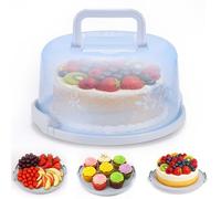 LTXDJ Cake Carrier, Clear Plastic Cake Containers Portable Cake Box with Handle Cake Holder Storage for Cookies Desserts Cupcake, Cake Tin Storage Cake Storage Container (Round 26cm for 8 inch Cake)