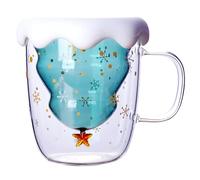 LTXDJ Double Wall Insulated Glasses, Cute Christmas Tree Mugs Milk Cup Gift for Christmas, Thanksgiving, Birthday