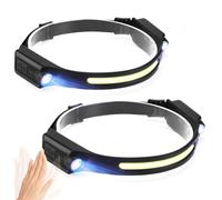 LTXDJ Head Torch Headlamp 2 Packs, 5 Modes Motion Sensor Headlight, Widen View Rechargeable LED Headtorch IPX4 Waterproof Hands-Free Flashlight Gift for Adults Kids Camping,Running,Fishing,Cycling