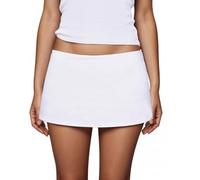 LTZYLS Micro Skirt with Shorts Underneath Women's Low Rise Stretchy Mini Skorts Y2K Going Out Club Party Outfits, White, XS