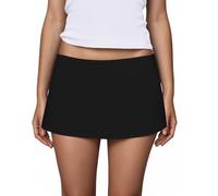 LTZYLS Summer Mini Skirt Polka Dot Micro Skort with Shorts Low Rise Stretchy Y2K Going Out Outfit, Black, M