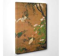 Lu Ji Egrets and Hibiscus Japanese Oriental Canvas Print | Gallery Wrapped 30mm Frame Wall Art | 30x20 inches | Ready to Hang | Asian Picture | Living Room Bedroom Lounge Office
