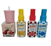 Lu-Mist Toilet Bowl Spray Pack, 3 x 60 ml (Citrus Fresh, Rose Bowl, Coastal Breeze), With Votive Candle
