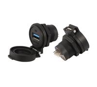 LU22 PBT Plastic USB2.0 USB3.0 Data Adapter Female Socket Panel Mount Double Head Coupler Type A USB Connector Quick Flap(USB3.0 solder 2mm,Plastic Nut,Blue Cap)