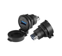 LU22 PBT Plastic USB2.0 USB3.0 Data Adapter Female Socket Panel Mount Double Head Coupler Type A USB Connector Quick Flap(USB3.0,Plastic Nut,Black Cap)