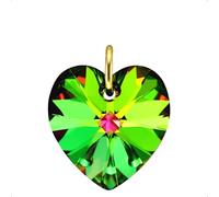 Lua Joia 9ct Gold Crystal Pendant Only With Sparkly Heart Charm Love Jewellery for Women Gift for Girls, Mum, Wife, Birthday, Anniversary & Valentine’s
