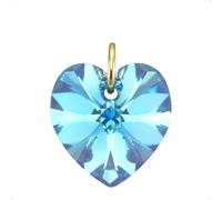 Lua Joia 9ct Gold Heart Pendant Only With Sparkly Blue Crystal Charm Love Jewellery for Women Gift for Girls, Mum, Wife, Birthday, Anniversary & Valentine’s