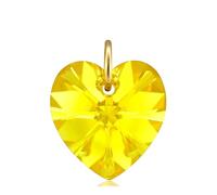 Lua Joia 9ct Gold November Birthstone Pendant Only With Sparkly Citrine Charm Heart Crystal Jewellery for Women Gift for Girls, Mum, Wife, Birthday, Anniversary & Valentine’s