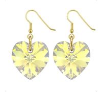 Lua Joia Gold Heart Earrings Hypoallergenic With Dangly Aurora Borealis Crystal Drop Hook Sparkly Love Jewellery for Women Gift for Girls, Mum, Wife, Birthday, Anniversary & Valentine’s