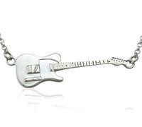 Lua Joia Large Sterling Silver Rick Parfitt Tribute Fender Telecaster Electric Guitar Pendant & Necklace 925