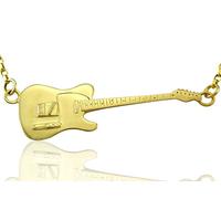 Lua Joia Mens Genuine Solid Gold Large Rick Parfitt Tribute Fender Telecaster Electric Guitar Necklace for Fans of Satus Quo Live and Rock Music T-Shirts for Guys