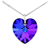 Lua Joia Sterling Silver Heart Necklace With Sparkly Blue Purple Crystal Pendant Chain Love Jewellery for Women Gift for Mum, Mother's Day, Wife, Birthday, Anniversary & Valentine’s 20 inch