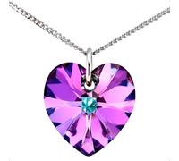 Lua Joia Sterling Silver Heart Necklace With Sparkly Purple Crystal Pendant Chain Love Jewellery for Women Gift for Mum, Mother's Day, Wife, Birthday, Anniversary & Valentine’s 20 inch