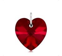 Lua Joia Sterling Silver Heart Pendant Only With Sparkly Dark Red Crystal Charm Love Jewellery for Women Gift for Girls, Mum, Wife, Birthday, Anniversary & Valentine’s