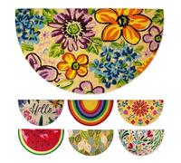 LUA VIKA Coir Doormat - Flowers - 40x70 cm - Outdoor Door mat - Front Door mat outside - Half moon Doormats outside