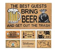 LUA VIKA Coir Doormat - Guests bring beer - 40x70 cm - Outdoor Door mat - Front Door mat outside - Funny Doormats outside