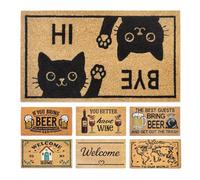 LUA VIKA Coir Doormat - Hi Bye cat - 40x70 cm - Outdoor Door mat - Front Door mat outside - Funny Doormats outside